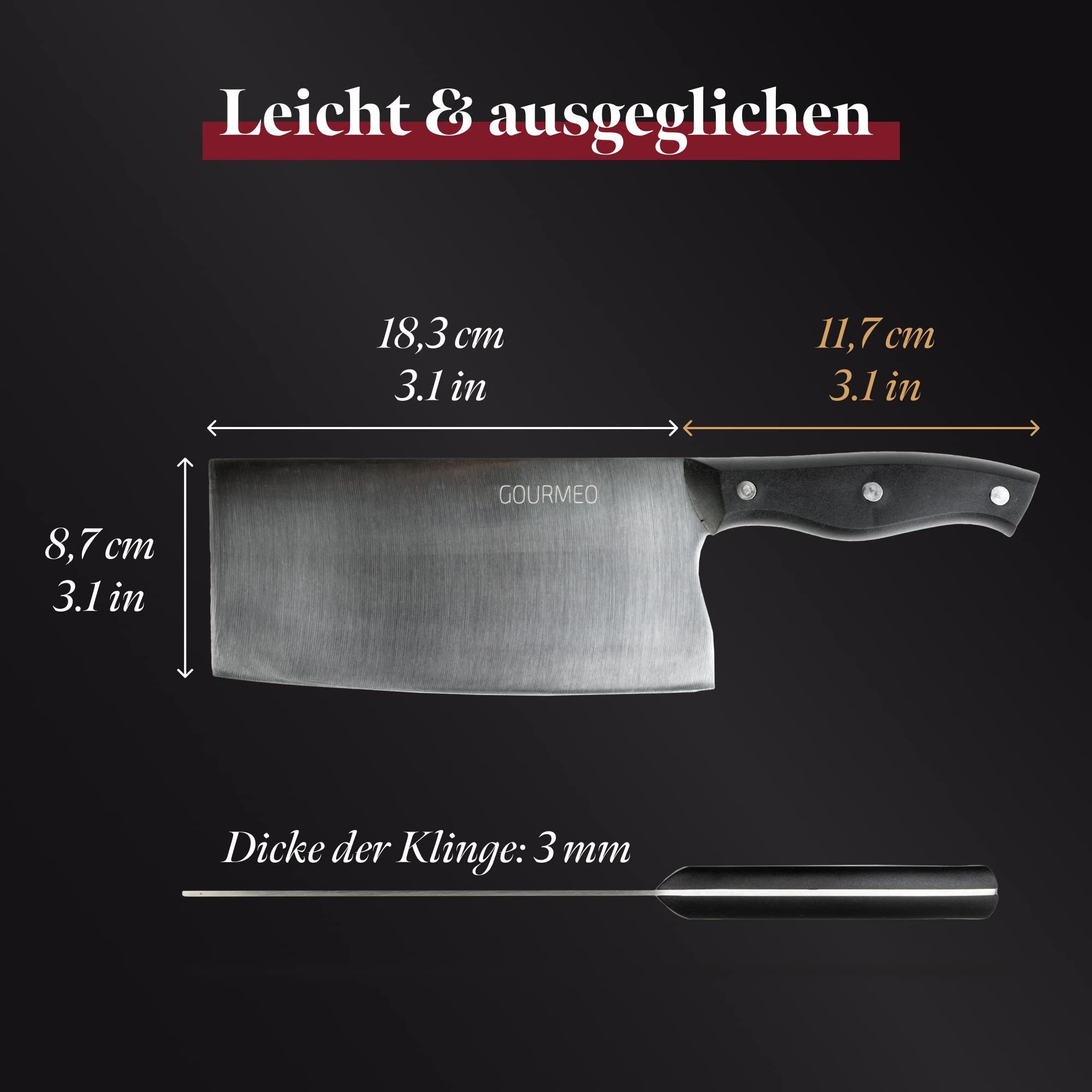 GOURMEO Kochmesser Profi-Kochmesser für Chef Gemüse, Bones, Chinese und Meat, - Vegetables Fleisch Knochen, Knife