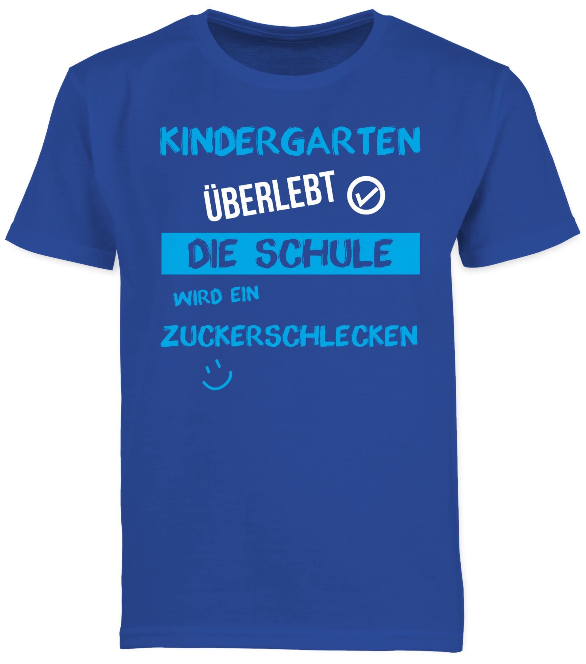 Royalblau Geschenke T-Shirt Shirtracer Junge Einschulung Schulanfang Kindergarten überlebt blau 3 Emoticon