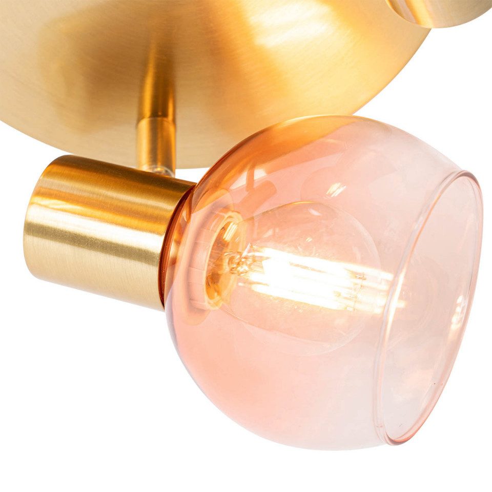 Qazqa LED Aufbaustrahler Vidro, Dimmbar, LED wechselbar, Extra-Warmweiß, QAZQA Aufbau­spot, e14, Rosa, Stahl, Art Deco