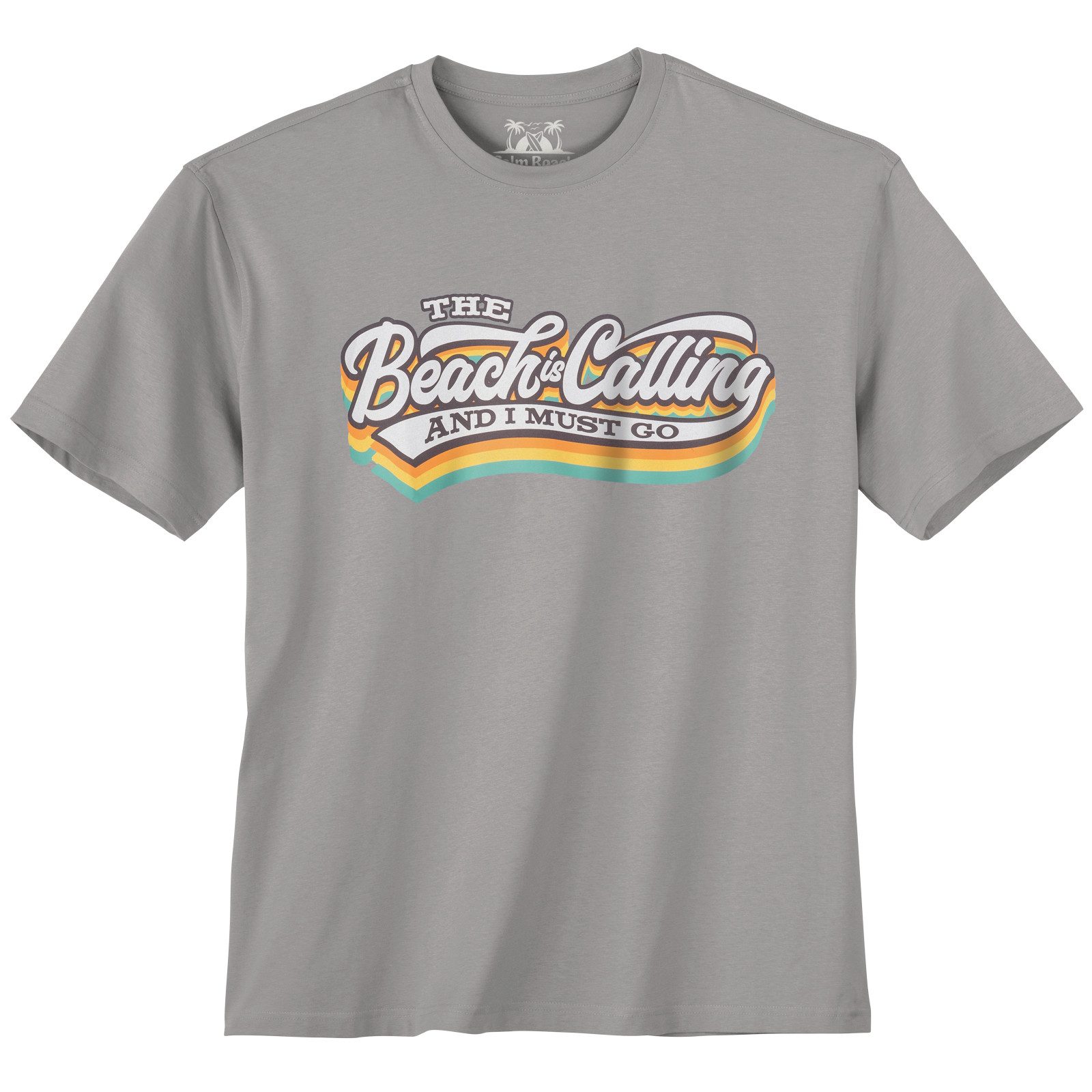 Print-Shirt Calm Beach Übergrößen T-Shirt grau Beach Calling