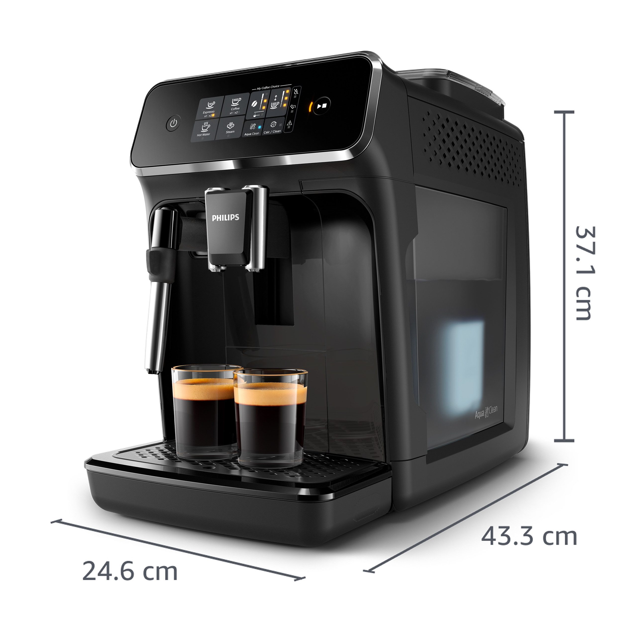 Philips Kaffeevollautomat 2200 Series EP2225/10 Pannarello, für 2 Kaffeespezialitäten und anpassbarer Aromastärke, mattschwarz