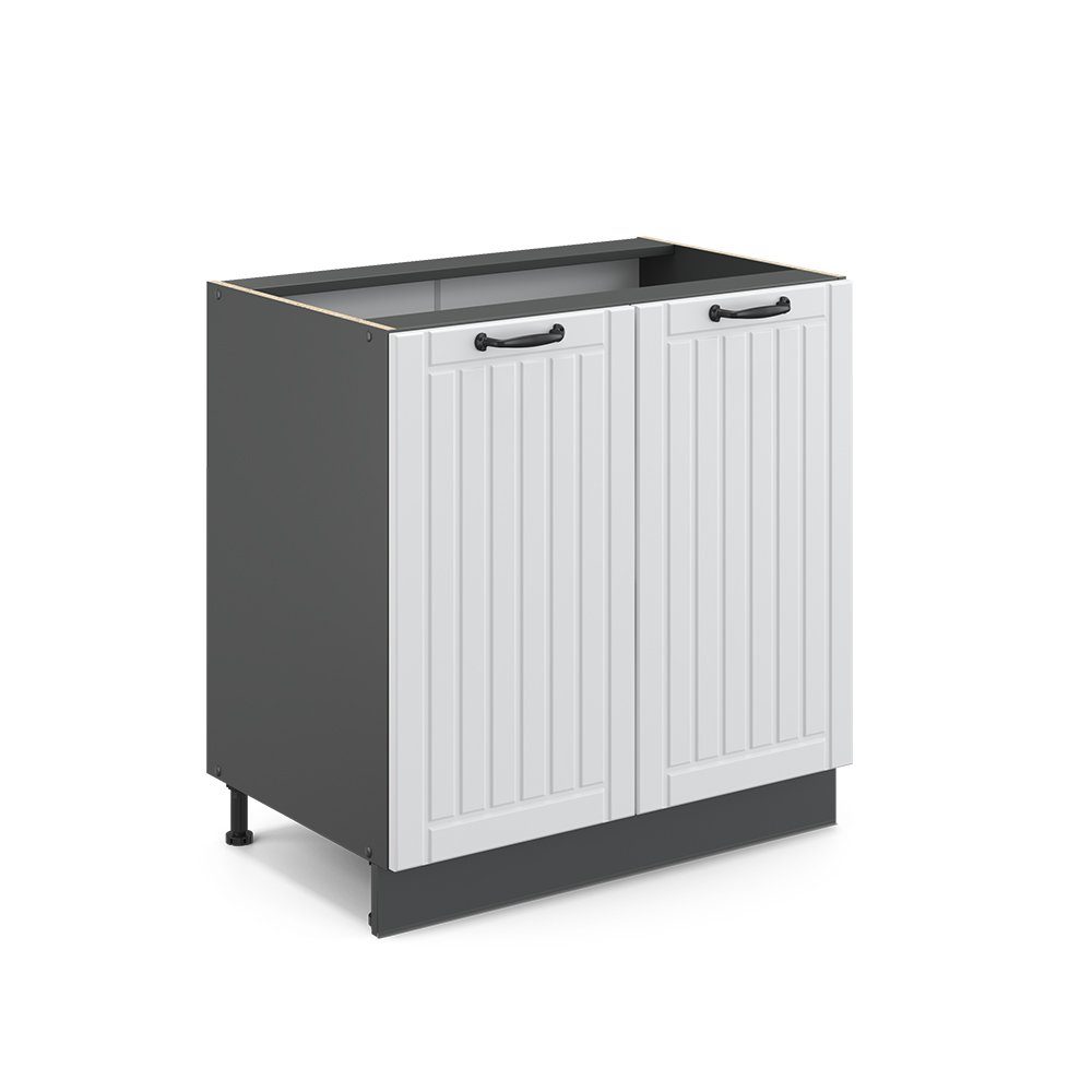 Vicco Unterschrank Fame-Line, Weiß Landhaus/Anthrazit, 80cm mit Regal ohne Arbeitsplatte (1-St)