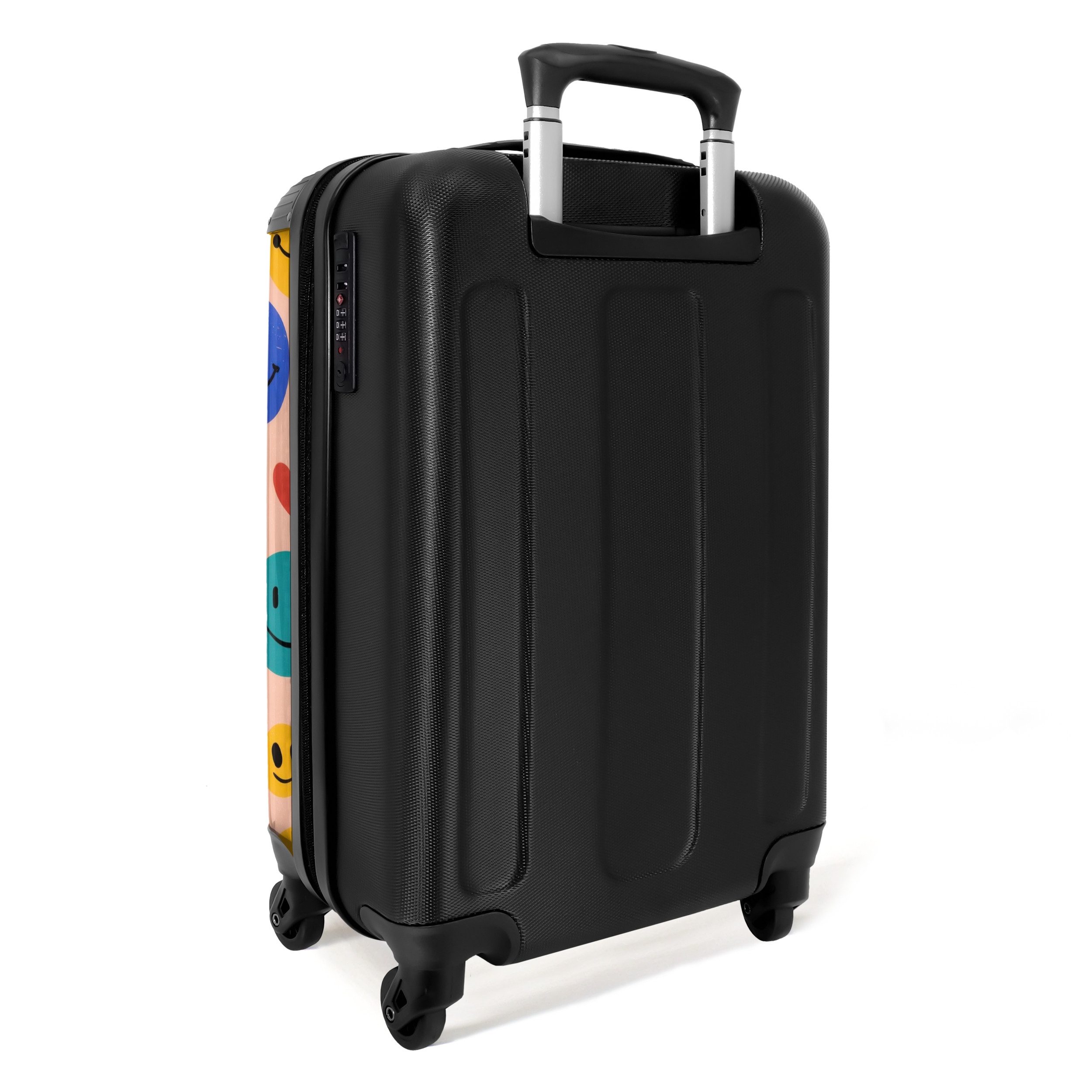 NoBoringSuitcases.com© Kinderkoffer Muster aus bunten Smiley-Gesichtern 55x35x20cm, Kinder Koffer Klein, Trolley Handgepäck, Reisekoffer – Bild 3 von 5
