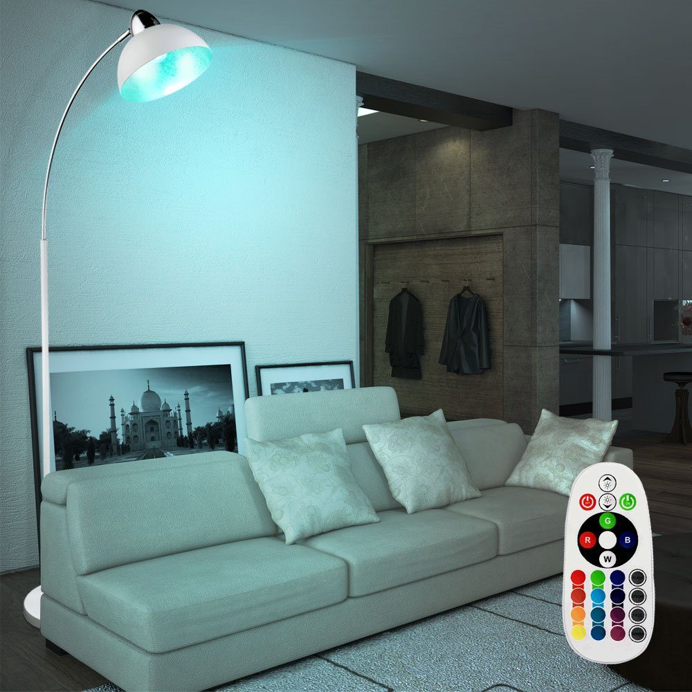 Leuchte Stehlampe, Blattsilber Warmweiß, inklusive, Steh Lampe LED Leuchtmittel Farbwechsel, Bogen etc-shop Arbeits Zimmer