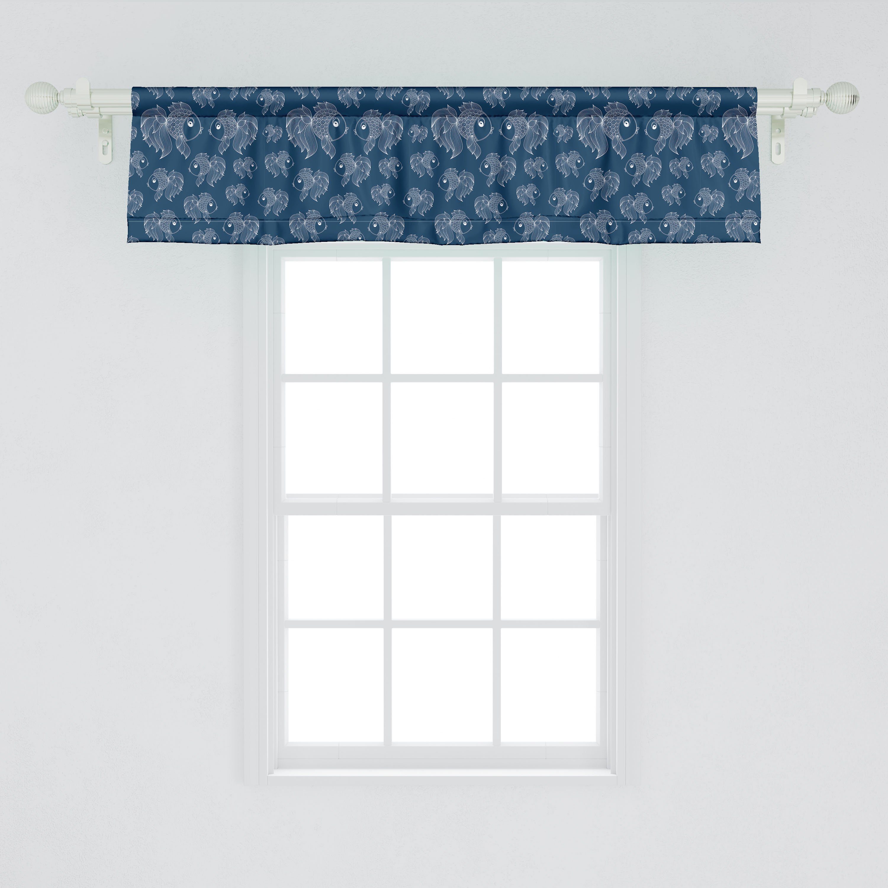 Scheibengardine Vorhang Volant für Schwimmen mit Microfaser, Fische Unterwasser- Abakuhaus, Schlafzimmer Küche Stangentasche, Dekor Meer in