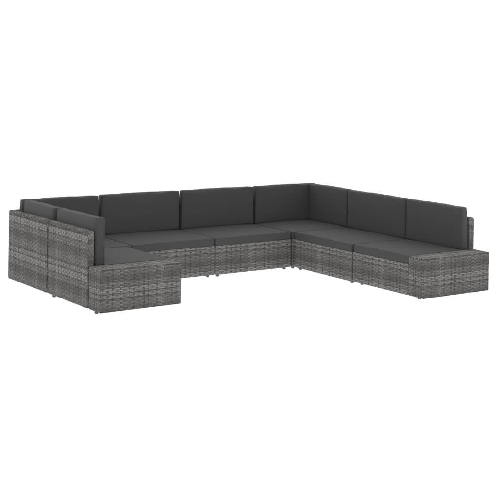 1 Teile Rattan Armlehne Loungesofa (links) mit Sofa-Eckteil Modulares Braun, vidaXL Poly