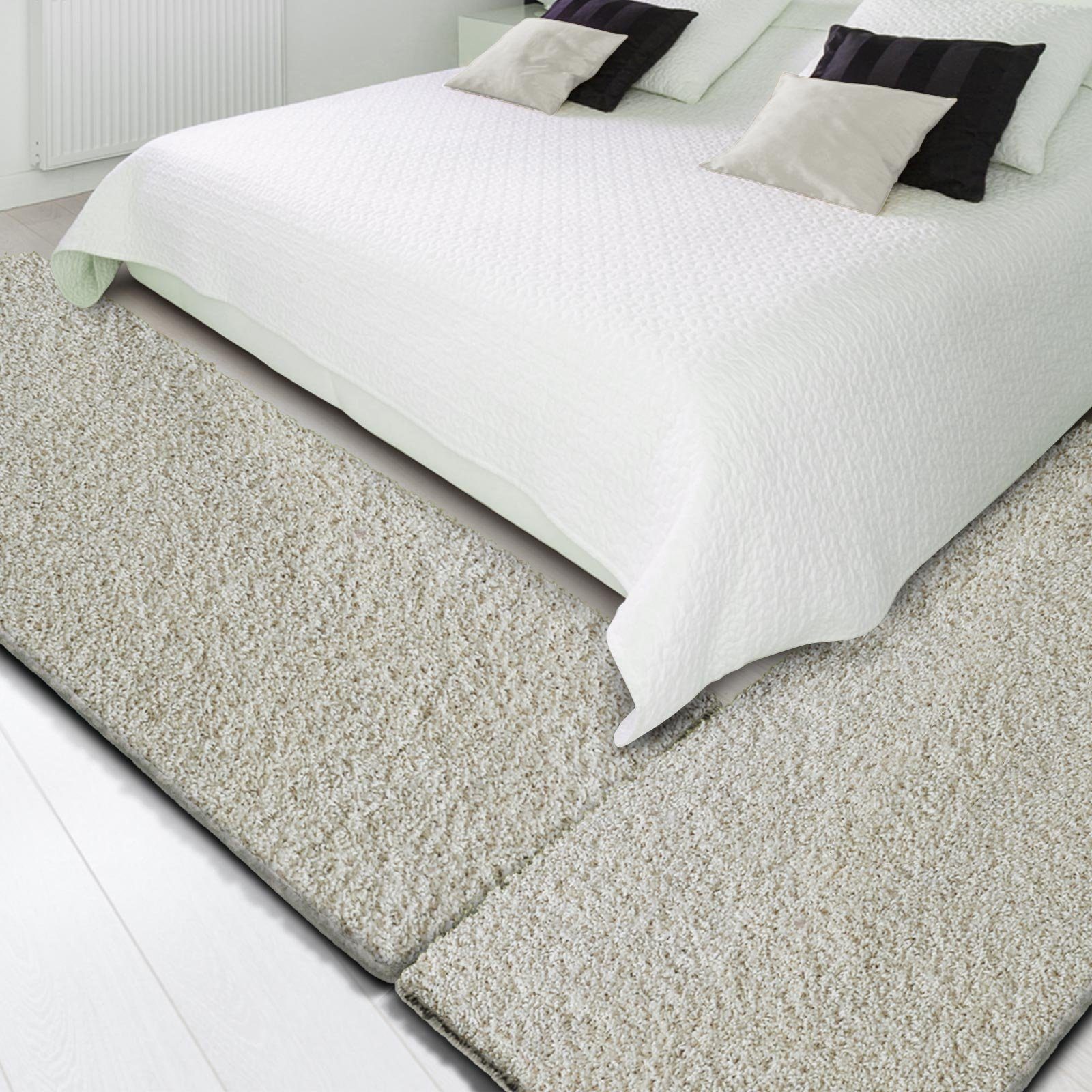 Floordirekt Hochflor-Bettumrandung Barcelona Creme, 3 Größen, Teppichläufer günstig online kaufen