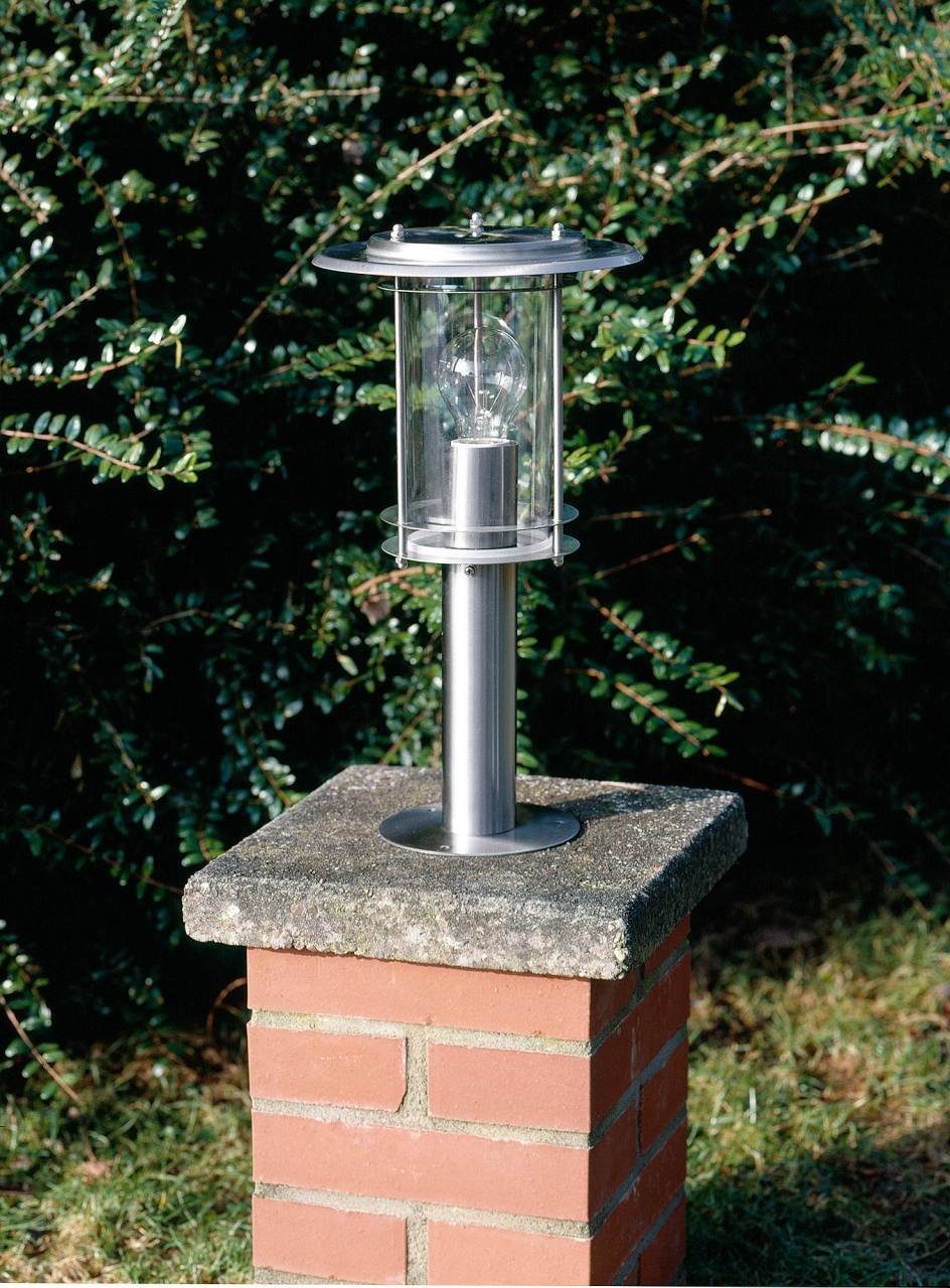 Brilliant Außen-Stehlampe York, 1x geeig 40W, A60, Außensockelleuchte Lampe E27, York 40cm edelstahl
