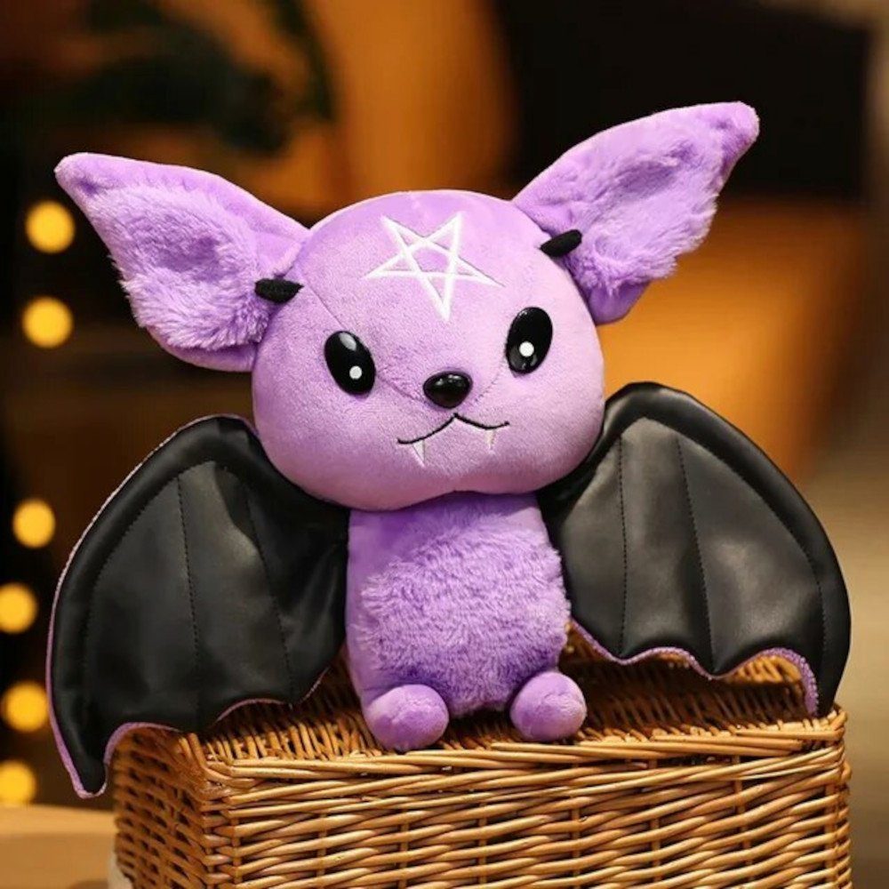 Tinisu Plüschfigur Fledermaus Kuscheltier 30 cm - Lila-Schwarz Plüschtier S günstig online kaufen