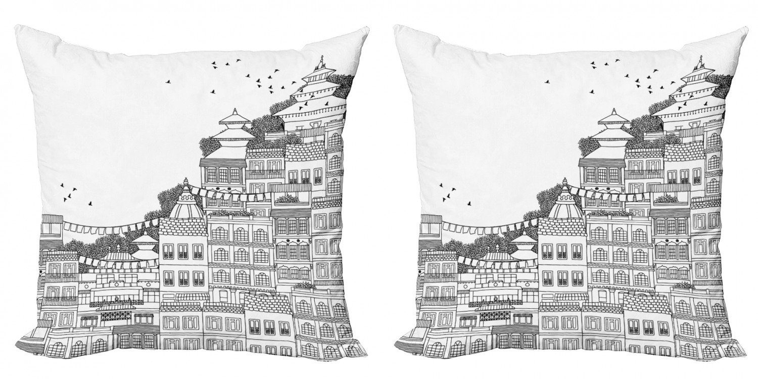 Abakuhaus Doodle Doppelseitiger Stil Kissenbezüge Digitaldruck, Nepal Accent Stück), Modern Kathmandu (2