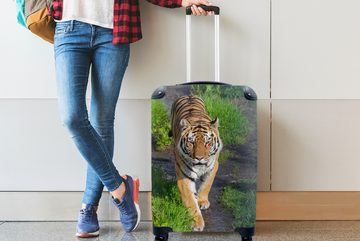 MuchoWow Handgepäckkoffer Tiger - Gras - Tiere, 4 Rollen, Reisetasche mit rollen, Handgepäck für Ferien, Trolley, Reisekoffer