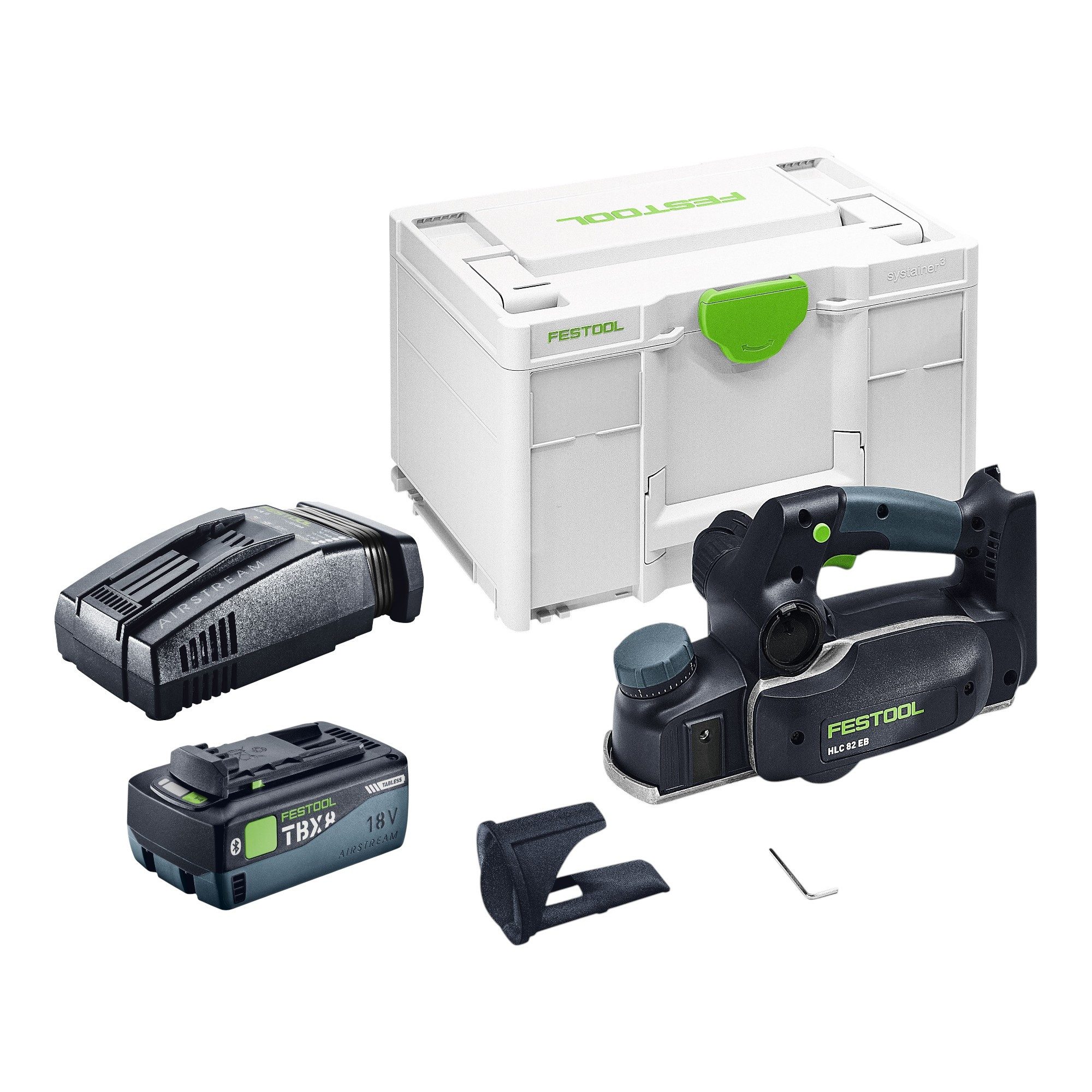 FESTOOL Akku-Elektrohobel HLC 82 EB-Basic 18 V 82mm + 1x Akku 8,0Ah + Ladegerät + Systainer