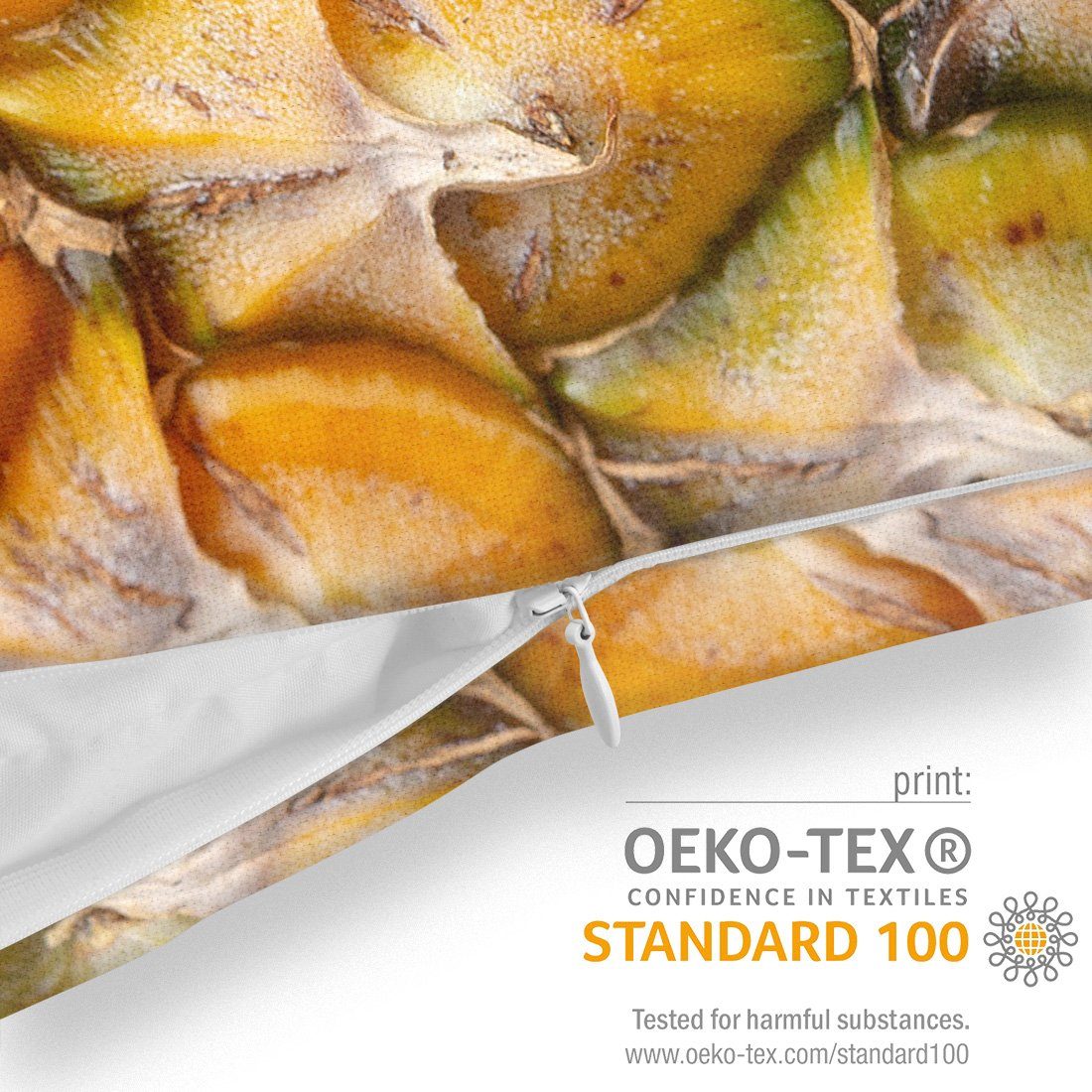 Kissenbezug, VOID (1 Stück), Sommer Frucht Küche Hawaii Sofa-Kissen Obst Oragnisch Textur Urlaub Tropen Ananas Vegetarisch Kochen