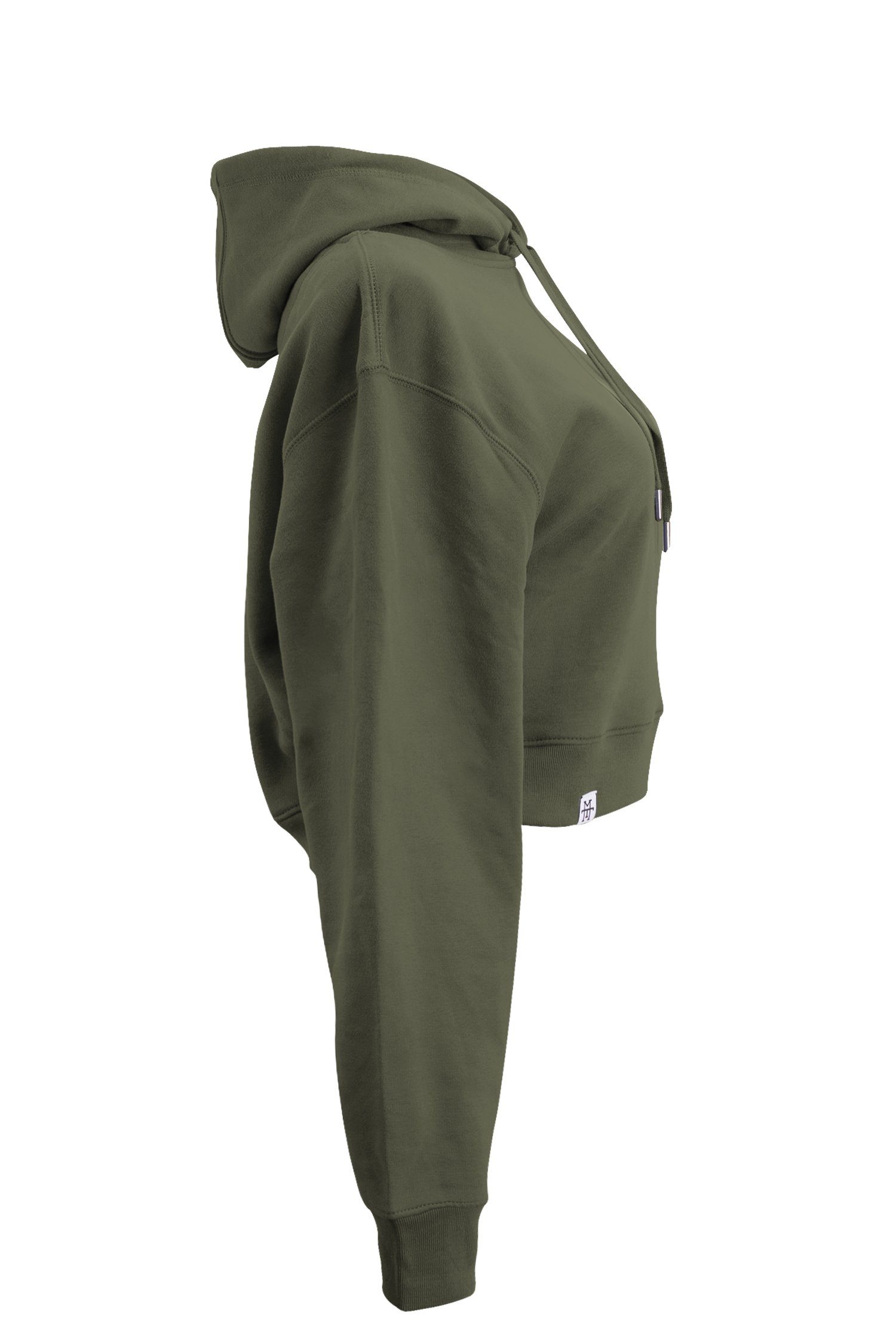 Sweater kurzer Hoodie Olive/Khaki Cropped Hoodie Oversize Manufaktur13 Kapuzenpullover, - Crop
