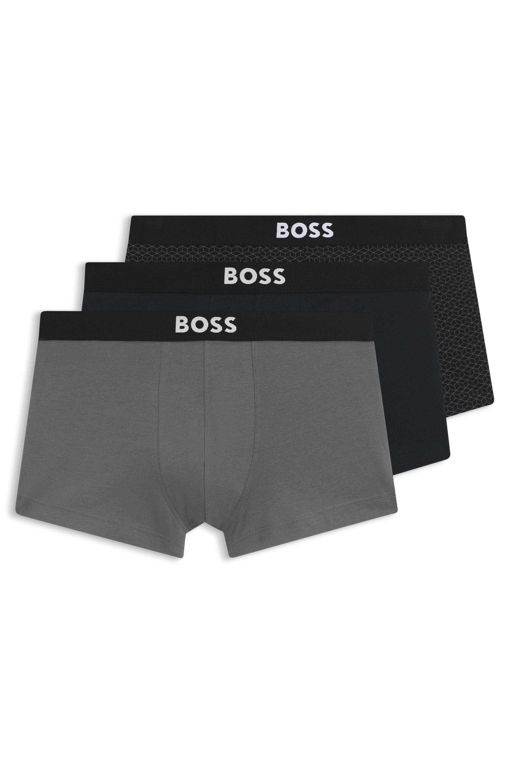 BOSS Trunk Trunk 3P BOSS ONE (3-St) mittlere Bundhöhe, 1x gemustert, 2x unifarben