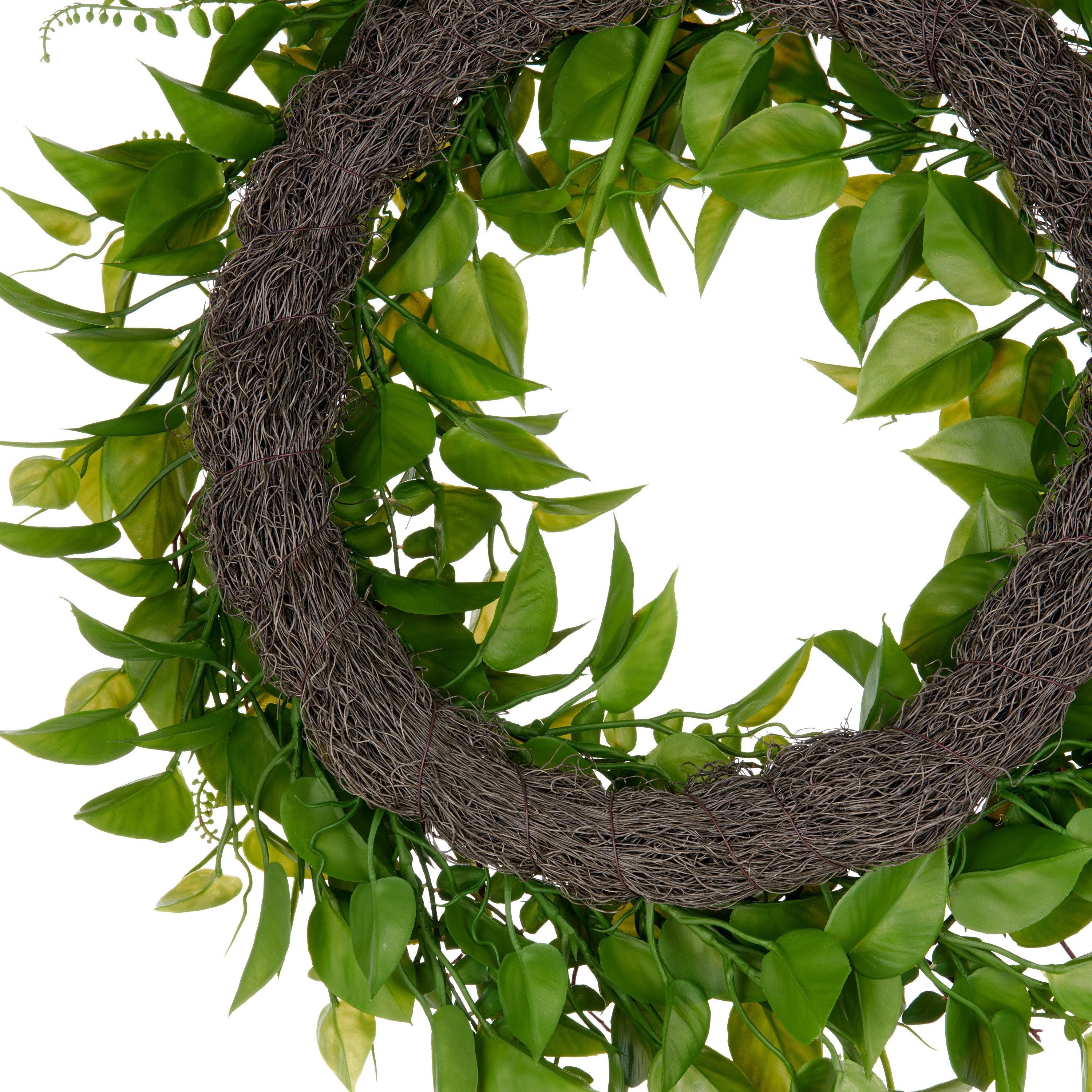 Kunstkranz Kranz mit Blättern, Creativ green, Höhe 8 cm, mit detailgetreuen Blatt- und Farnzweigen