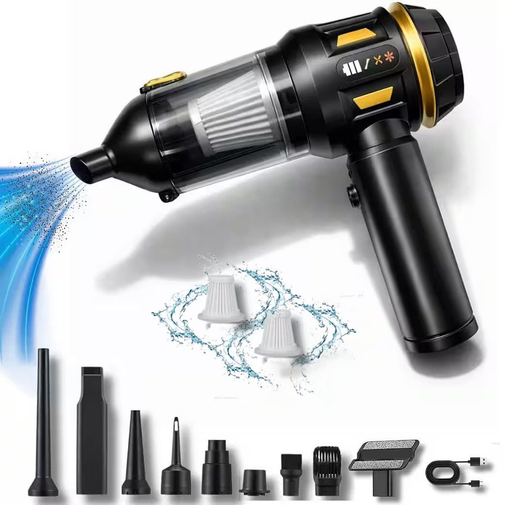 Goldstern-Tech Akku-Handstaubsauger PowerVac, 100 W, Staubbehälter (beutellos 0,4 l), leicht & kompakt, kabellose, variable Saugleistung & USB-Ladefunktion