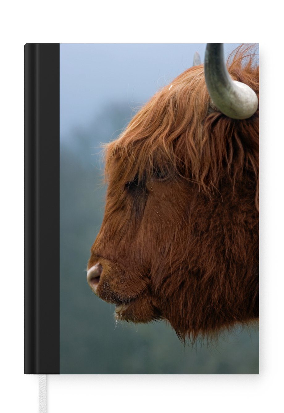 MuchoWow Notizbuch Schottische Highlander - Tiere - Nebel, Journal, Merkzettel, Tagebuch, Notizheft, A5, 98 Seiten, Haushaltsbuch