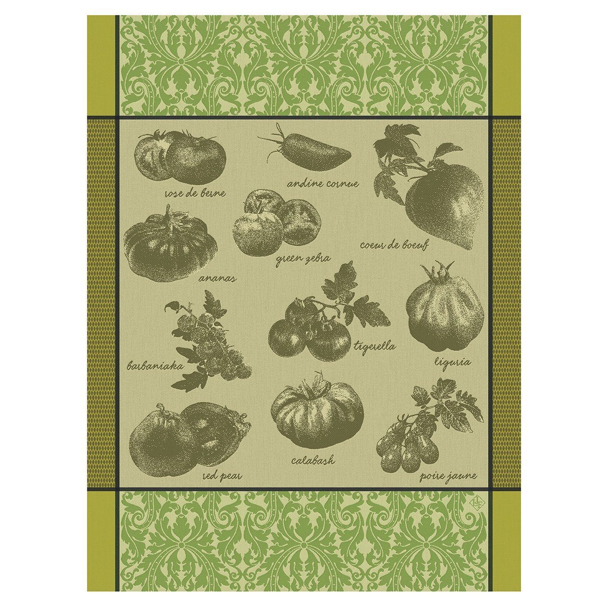 Le Jacquard Francais Geschirrtuch Geschirrtuch Tomates Etc Vert 60x80 cm, (1-tlg., 1 x Geschirrtuch), jacquard-gewebt
