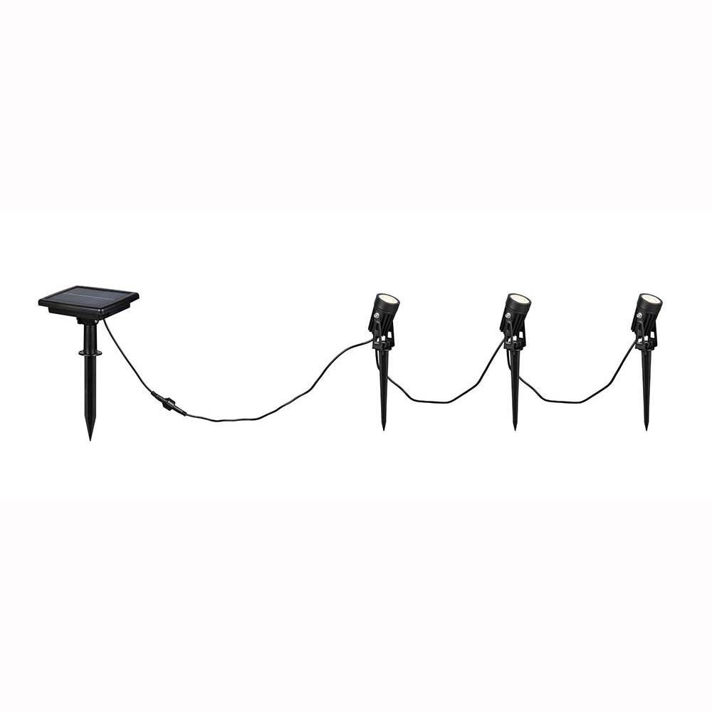 Reality Leuchten LED Gartenstrahler, LED-Leuchtmittel fest verbaut, Neutralweiß, LED Solarstrahler Gartenstrahler Erdspieß Set Aluminium schwarz matt B