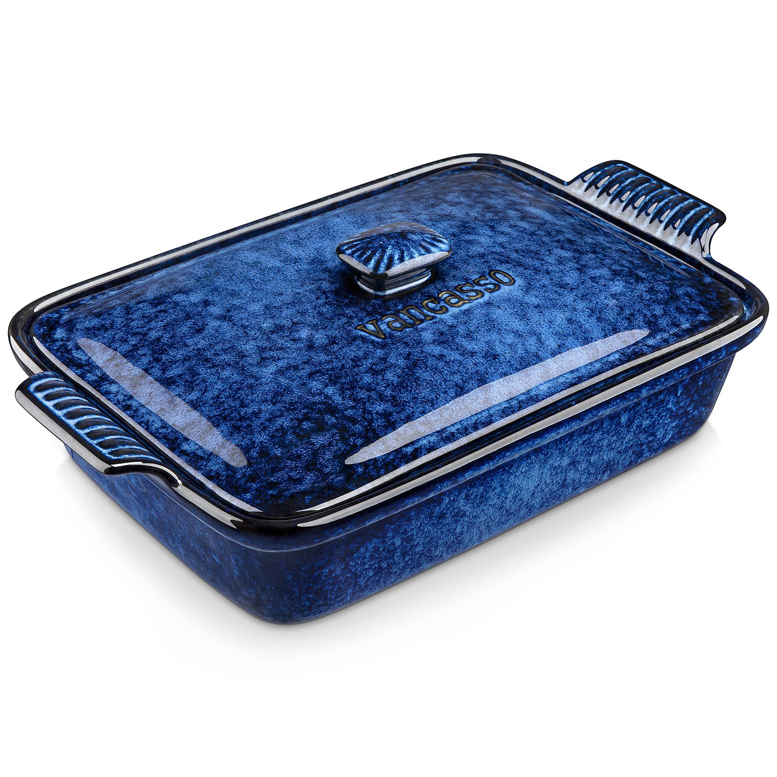 vancasso Backform 1-tlg Porzellan Backform Set mit Deckel, Ofenform, Auflaufform, Blau, (1-tlg)