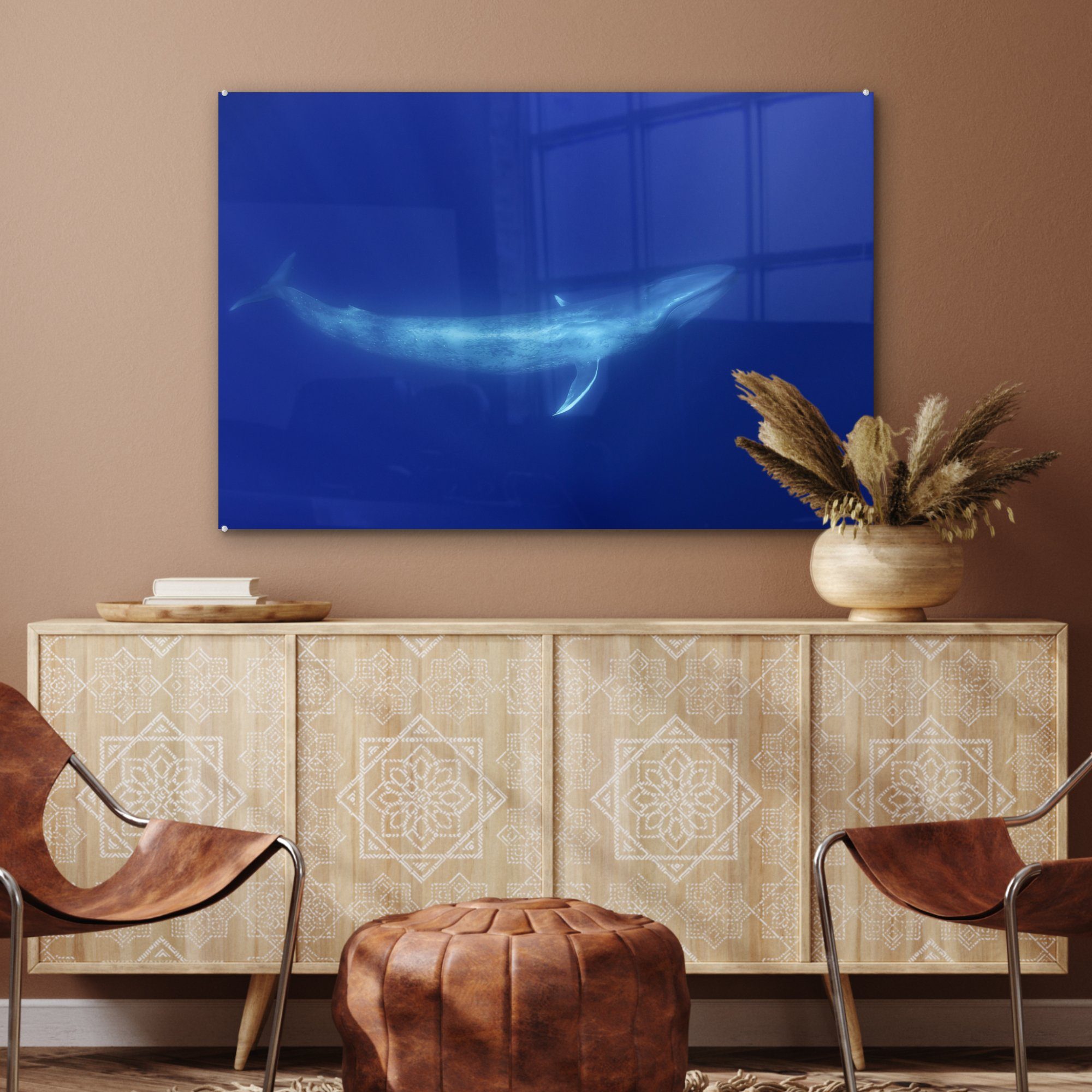 MuchoWow Acrylglasbild Blauwal - Wal & - Wohnzimmer Schlafzimmer St), Ozean, Acrylglasbilder (1