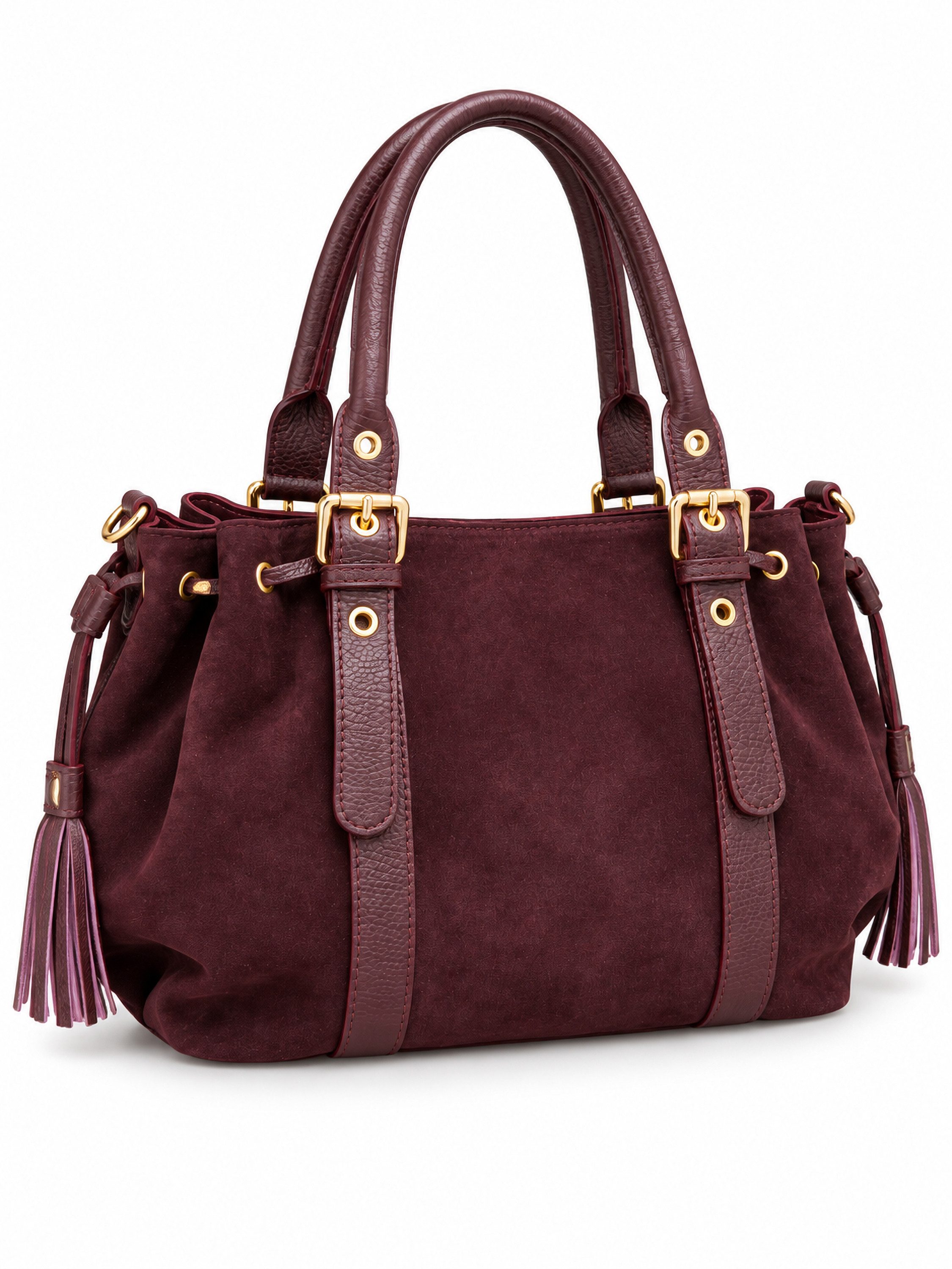 COLLEZIONE ALESSANDRO Henkeltasche Pisa, Veloursleder, Quasten, Made in Italy