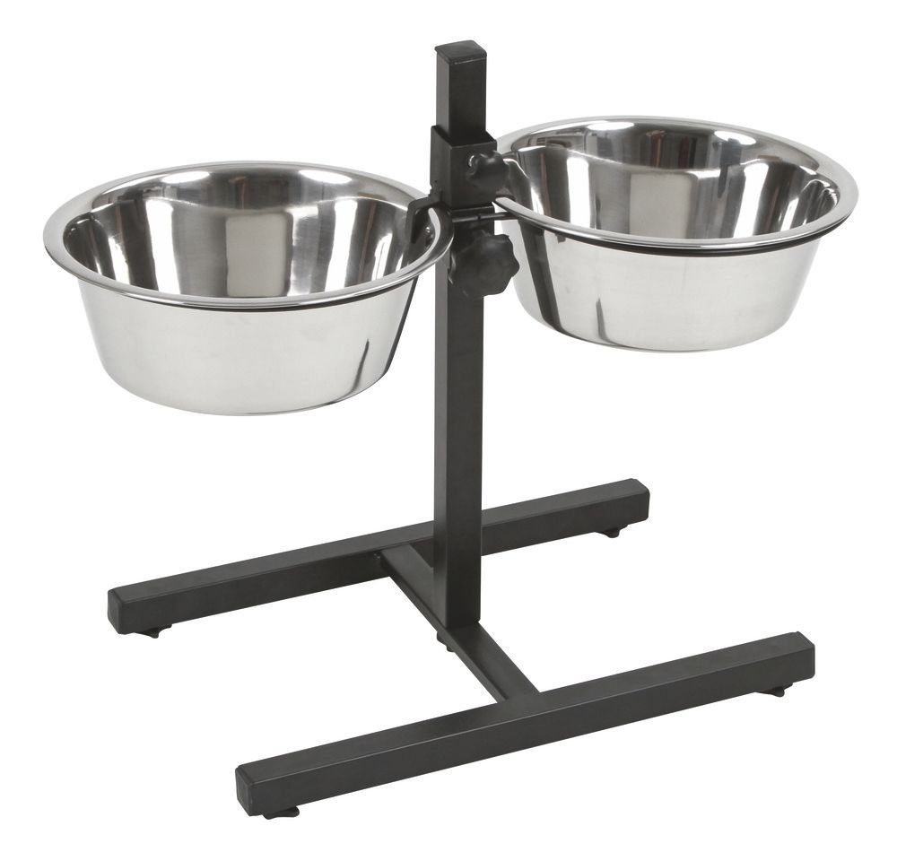 Futterstation Kerbl Futterbar für Hunde / Katzen + 2 Futternäpfe aus Edelstahl 2800