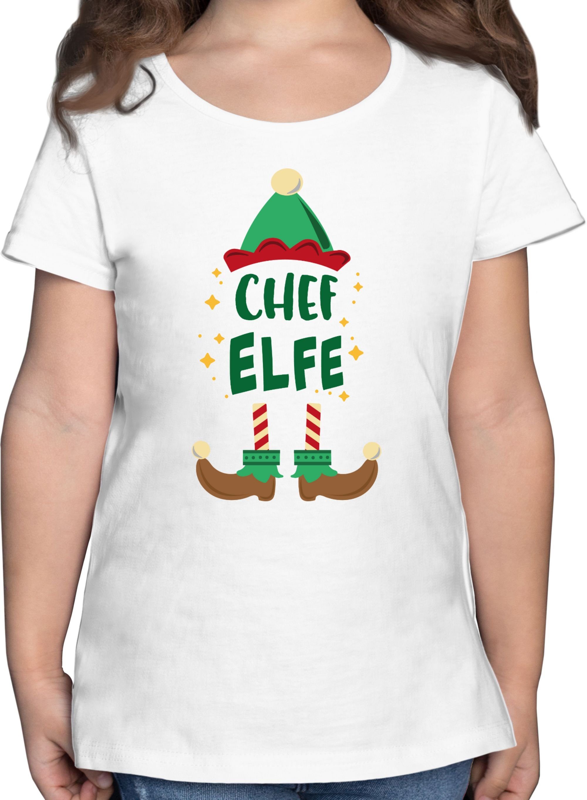 Shirtracer T-Shirt Weihnachten Chef Elfe Kleidung Weihnachten Kinder Weiß 3