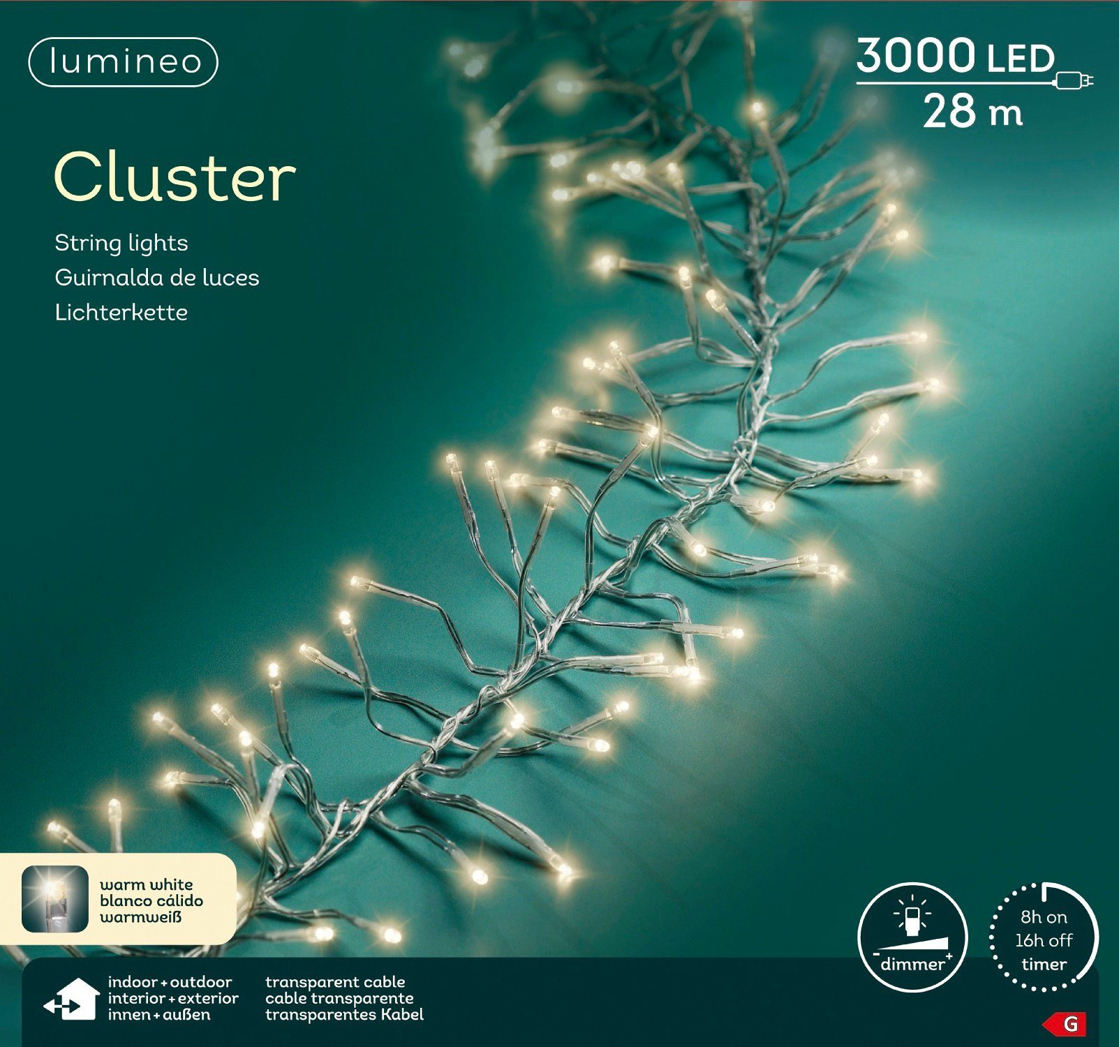 Lumineo LEDLichterkette Lumineo Lichterkette Cluster 3000 LED 28 m