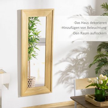 HOMCOM Wandspiegel 150 cm x 60 cm x 4,5 cm Ganzkörperspiegel Spiegelglas Tannenholz (Set, 1-St., 1 x Wandspiegel), Mit Holzrahmen