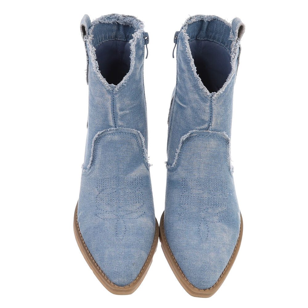 Ital-Design Damen Cowboyboots Western Westernstiefelette (88843799) Blockabsatz Stiefeletten in Hellblau