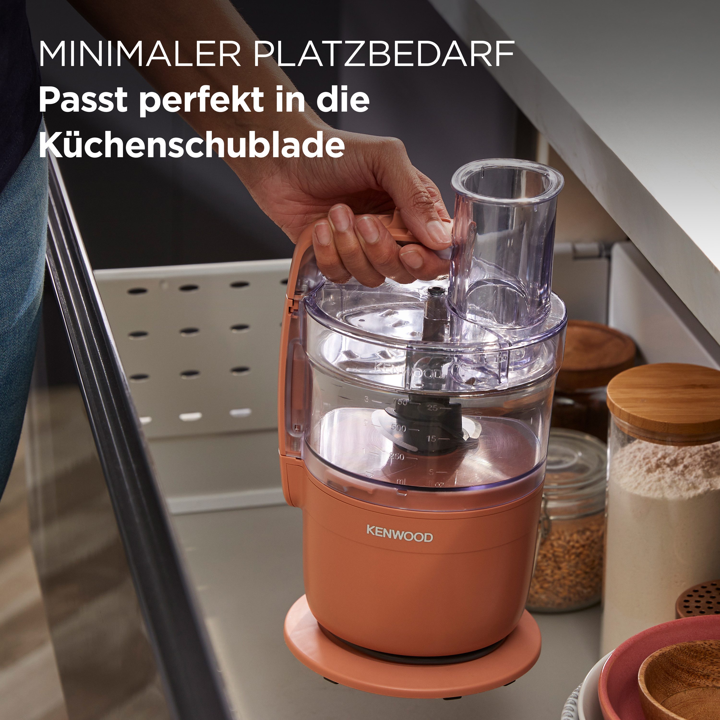 KENWOOD Küchenmaschine FDP23.140RD - Multipro Go, Express-Serve, 1,3 l Behälter, 900W, Rot, 900 W, 0,7 l Schüssel, Kompakt-Küchenmaschine zum Schneiden, Reiben, Pürieren & Teig Kneten