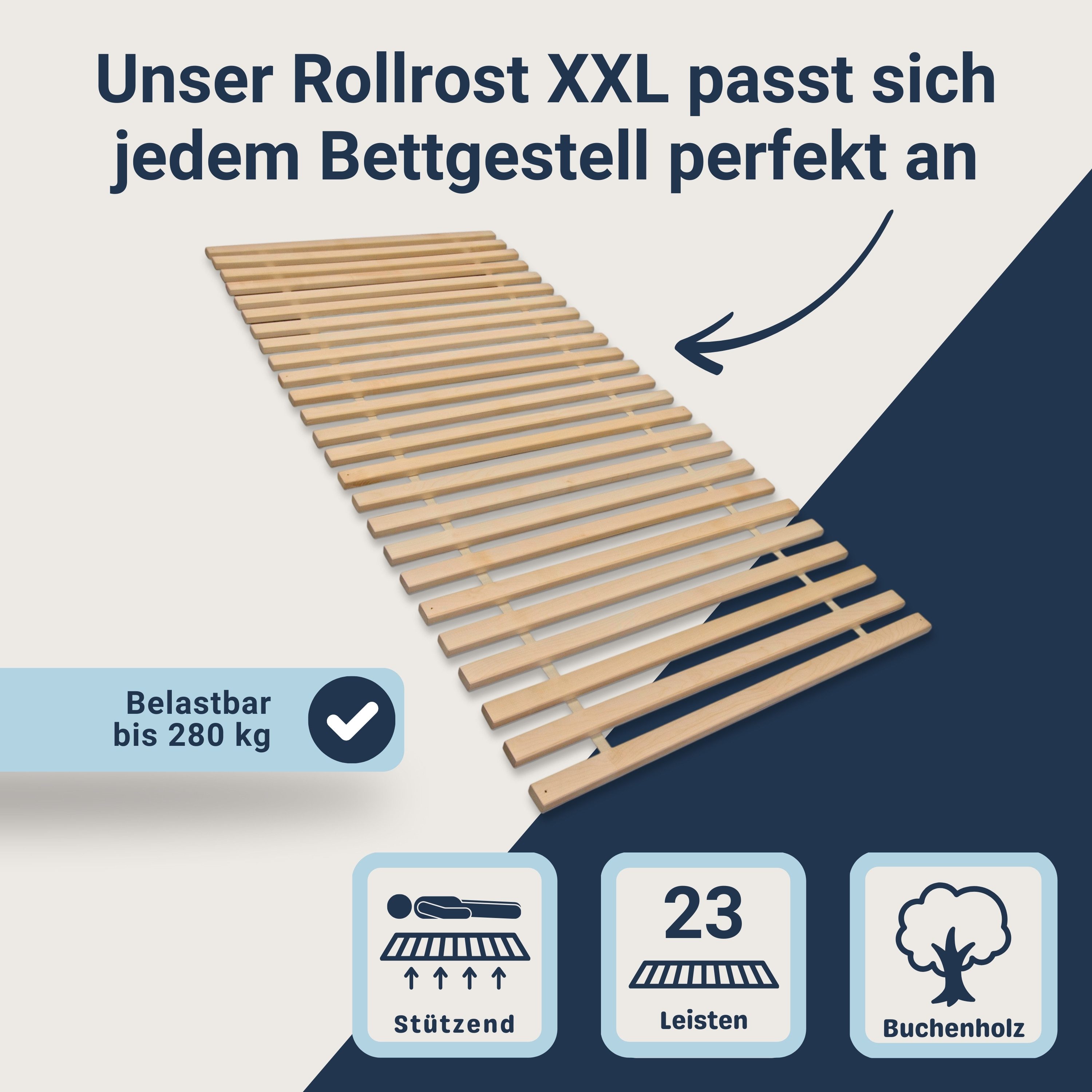 Rollrost MaDeRa Rollrost XXL, MaDeRa, Kopf- und Fußteil nicht verstellbar, besondere Langlebigkeit, stabil