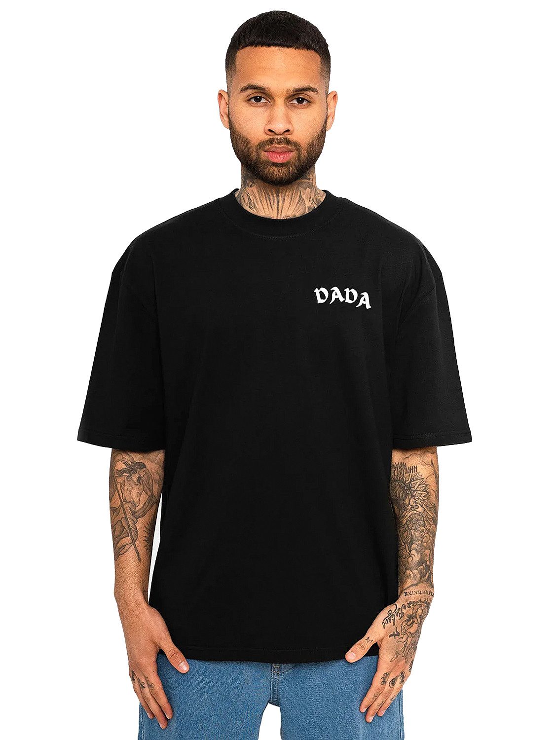 DADA Supreme T-Shirt Oversize Fit mit Kreis-Print und Seitendetail New Crown Logo