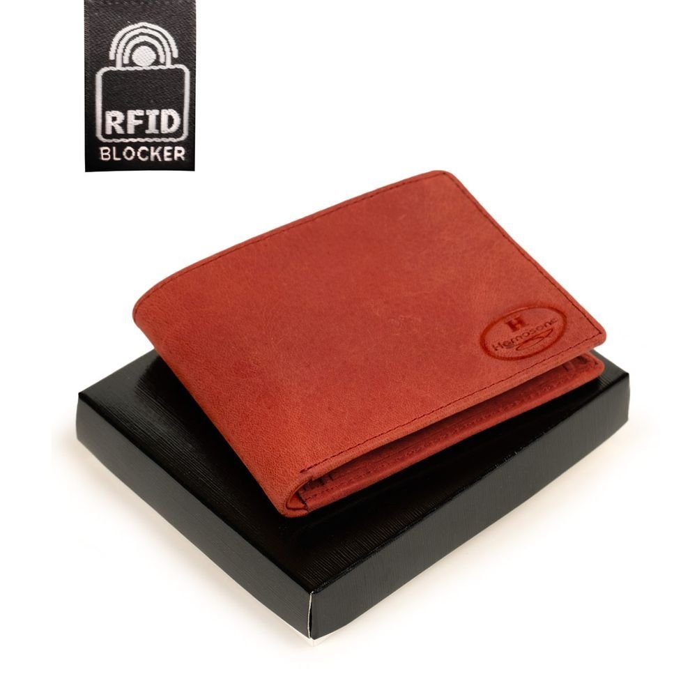 Hamosons Geldbörse RFID Herren-Geldbörse / Portemonnaie, Leder, Rost-Rot, Hamosons 108 Rost Rot