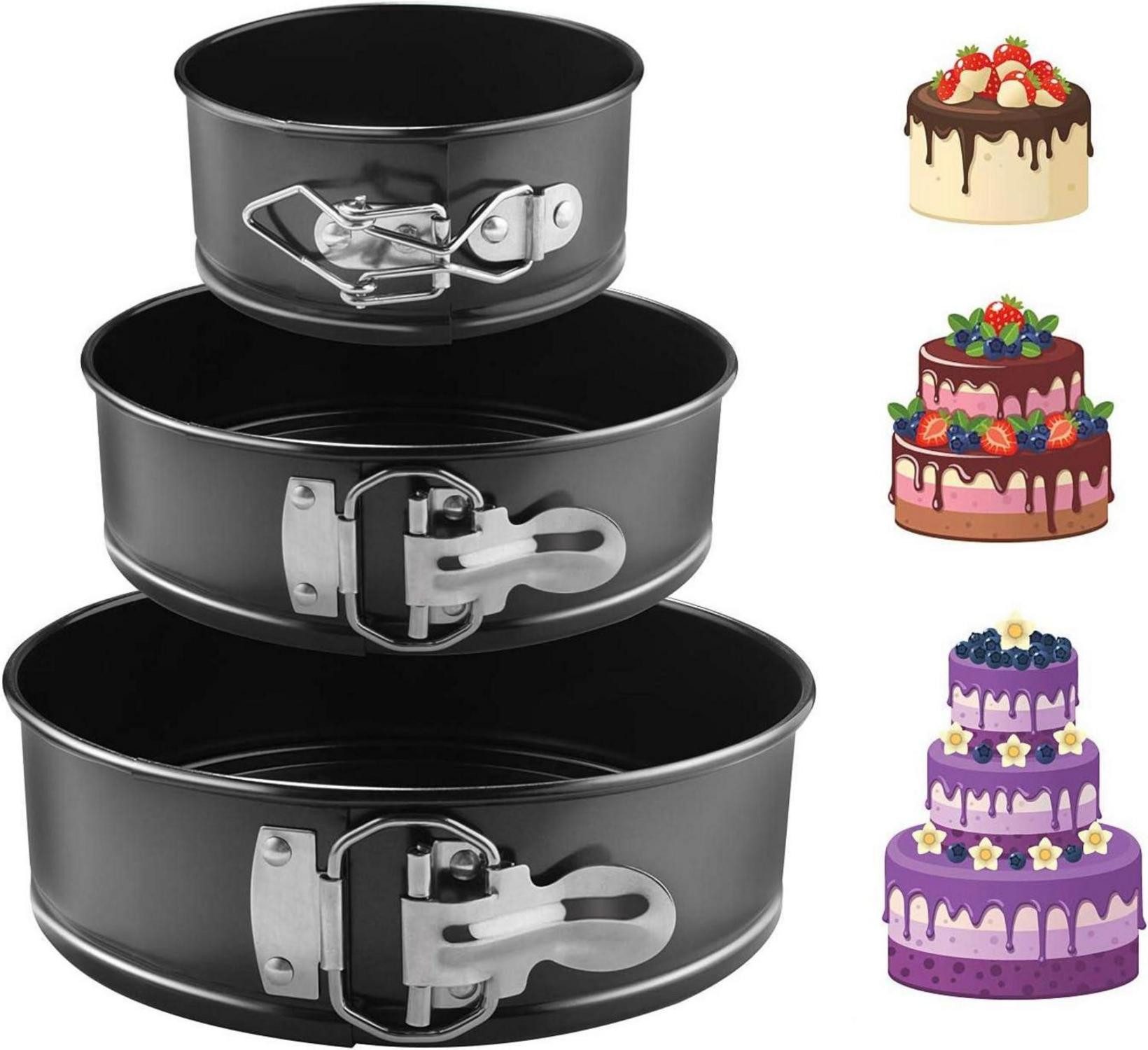 Back-Set Kuchenform Set Antihaft Backformen 3 Größen Springform rund