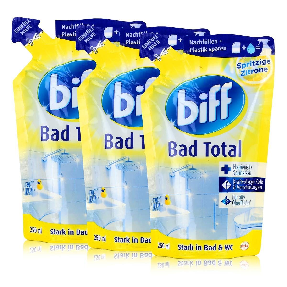 biff Biff Bad Total Zitrone Nachfüllbeutel 250ml - Kraftvoll gegen Kalk (3e Badreiniger