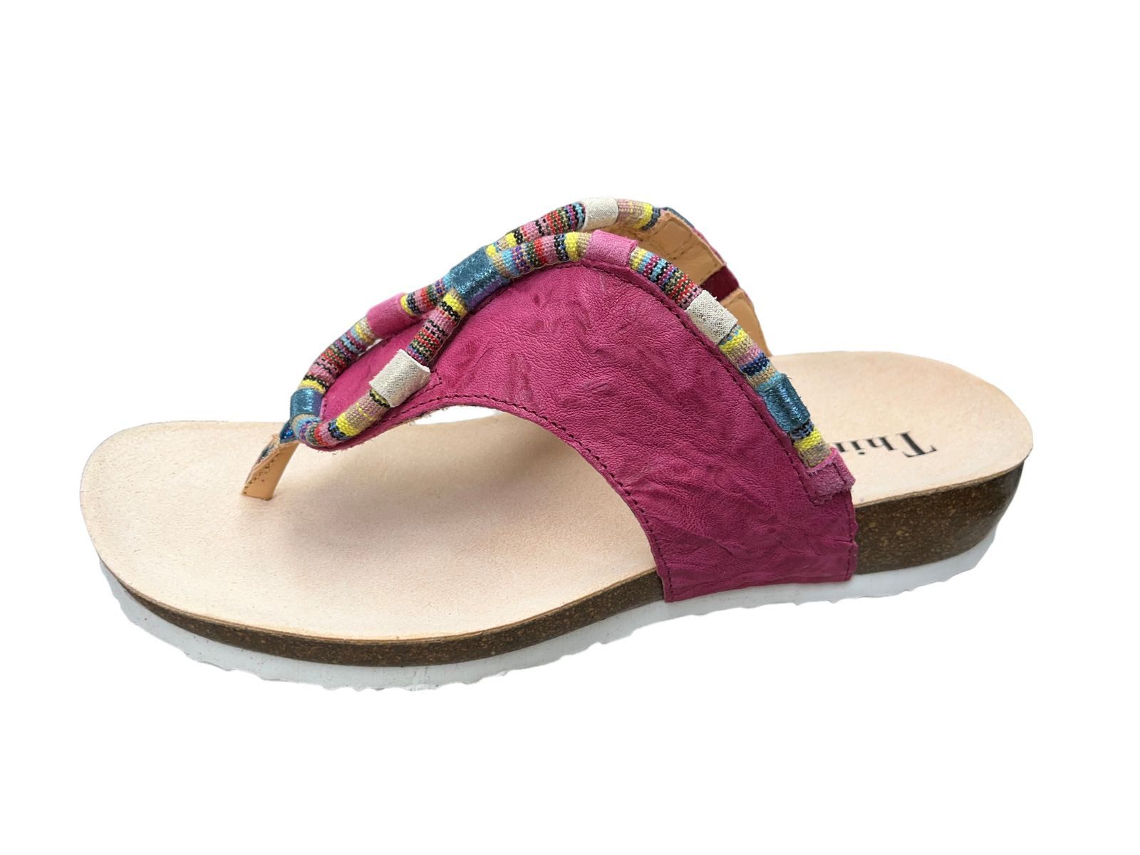 Think! Think! Damen Zehentrenner Pantolette JULIA 3-000211-5040 fuxia/kombi Zehentrenner