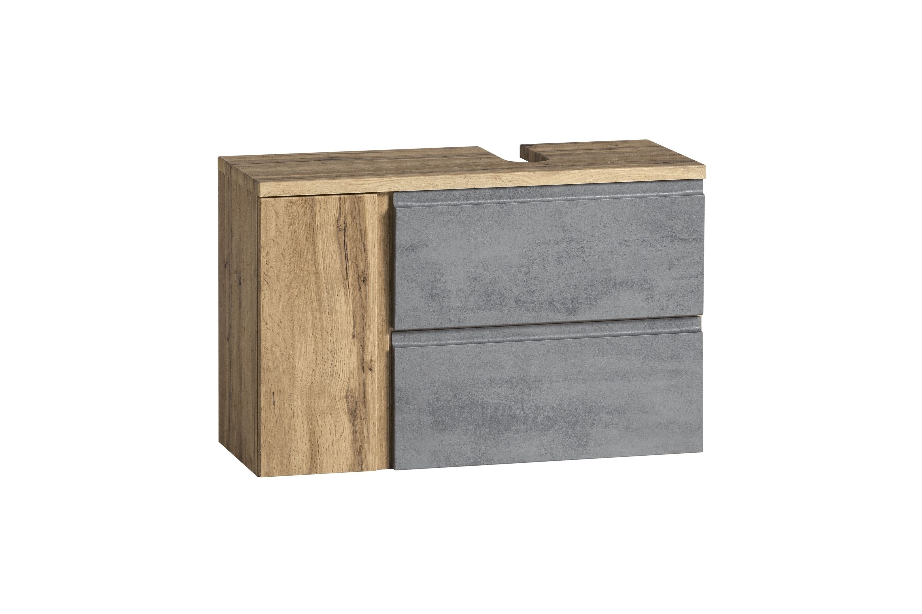 HELD MÖBEL Waschbeckenunterschrank in Betongrau, Wotaneiche, MDF - 85x54x35 (BxHxT)