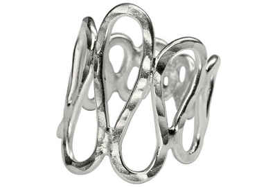 SILBERMOOS Silberring Gehämmerter Ring in Wellenstruktur, 925 Sterling Silber
