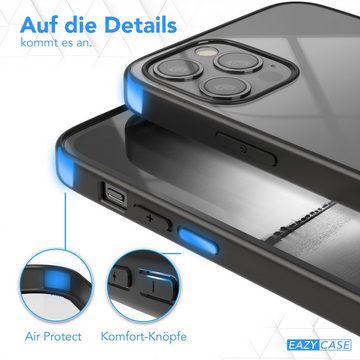 EAZY CASE Handyhülle Bumper Case für Apple iPhone 12 / iPhone 12 Pro 6,1 Zoll, Hülle Durchsichtig kratzfest Back Cover mit Displayschutz Schwarz