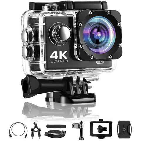 KIKAKO WKamera, 4K 20MP Unterwasser Videokamera 170 Weitwinkel Sportkamera HD-Kamera (HD, WLAN (Wi-Fi)