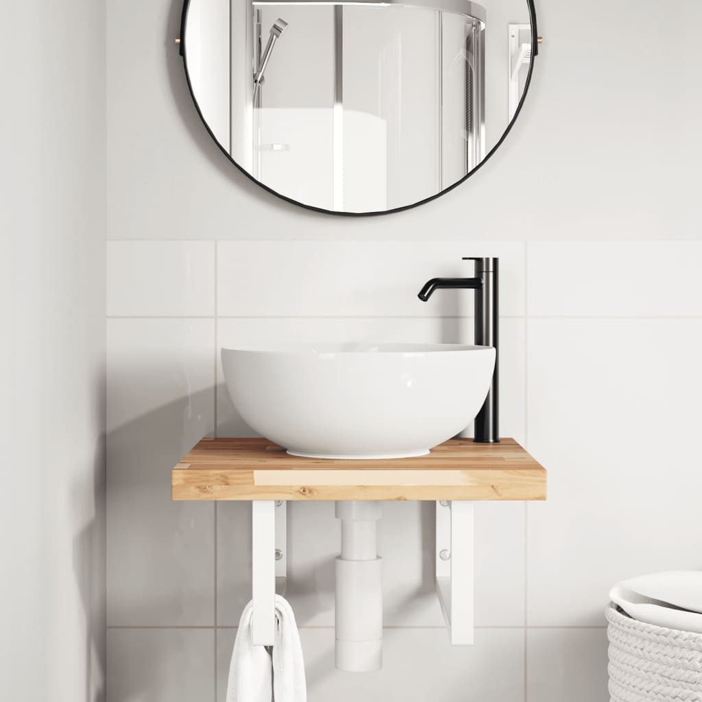 vidaXL Badezimmerspiegelschrank Waschbeckenregal Wandmontage Stahl und nholz (1-St)