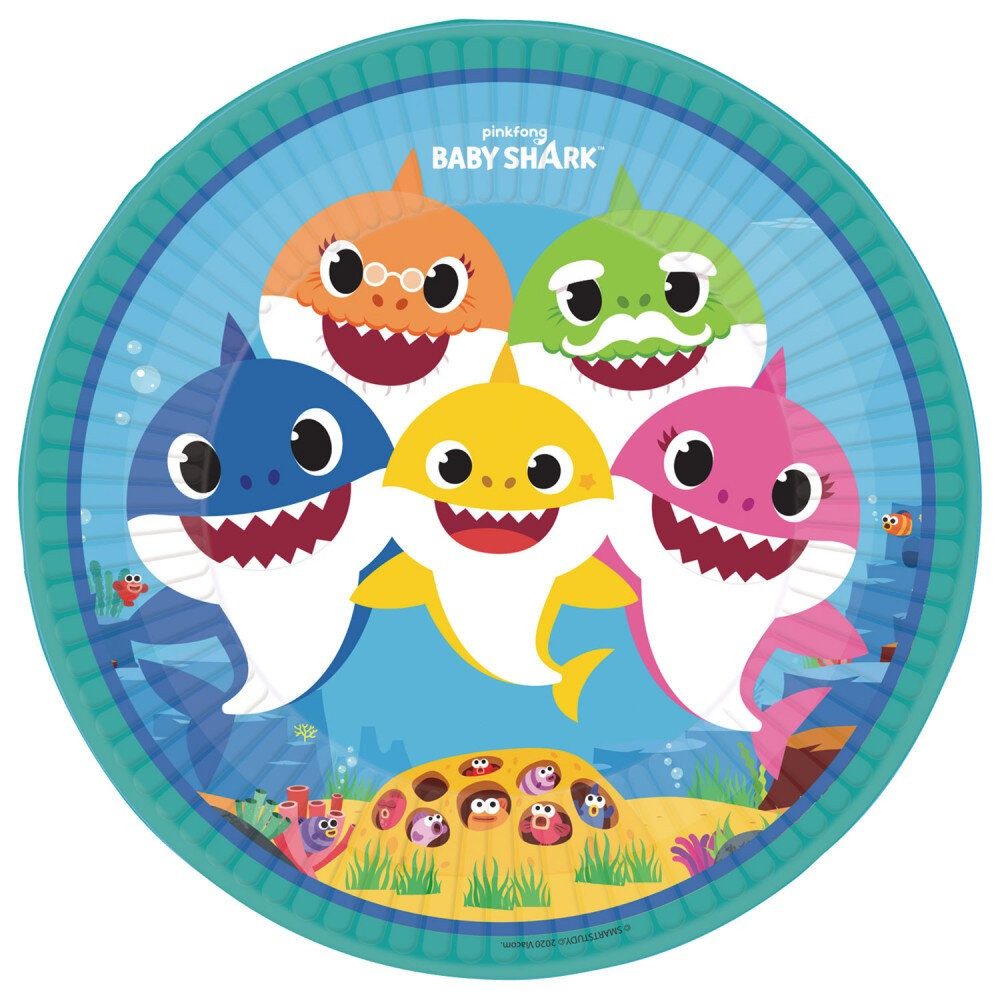Baby Shark Pappteller Baby Shark Music Pappteller 8 Stk. 23 cm