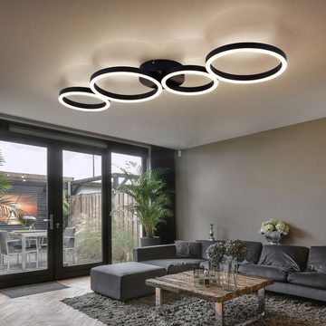 Globo LED Deckenleuchte, LED-Leuchtmittel fest verbaut, Warmweiß, Deckenleuchte Deckenlampe LED Ring Design Wohnzimmerlampe L 88,5 cm