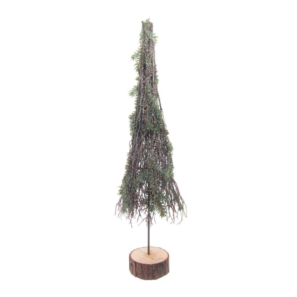 Kunstbaum Künstliches TANNENBÄUMCHEN 52cm. Tannenbaum GEEIST auf Holzsockel., Gasper