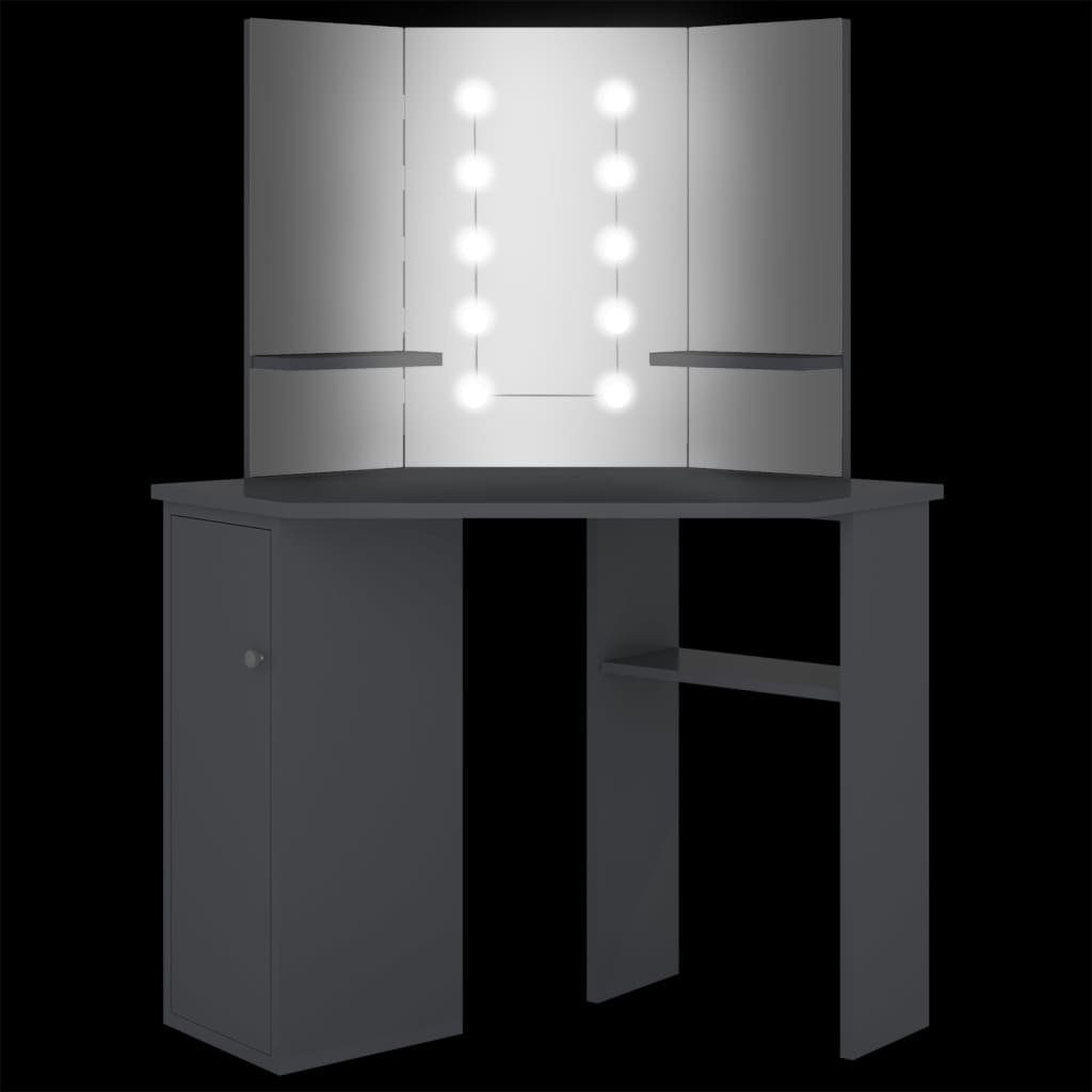Eck-mit LED furnicato Schminktisch Grau 111x54x141,5 cm
