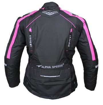 Alpha Speeds Motorradjacke Damen Motorrad Textil Jacke Biker wasserdicht Jacke mit Protektoren Sport, Innenjacke ist trennbar: All Season, Pink