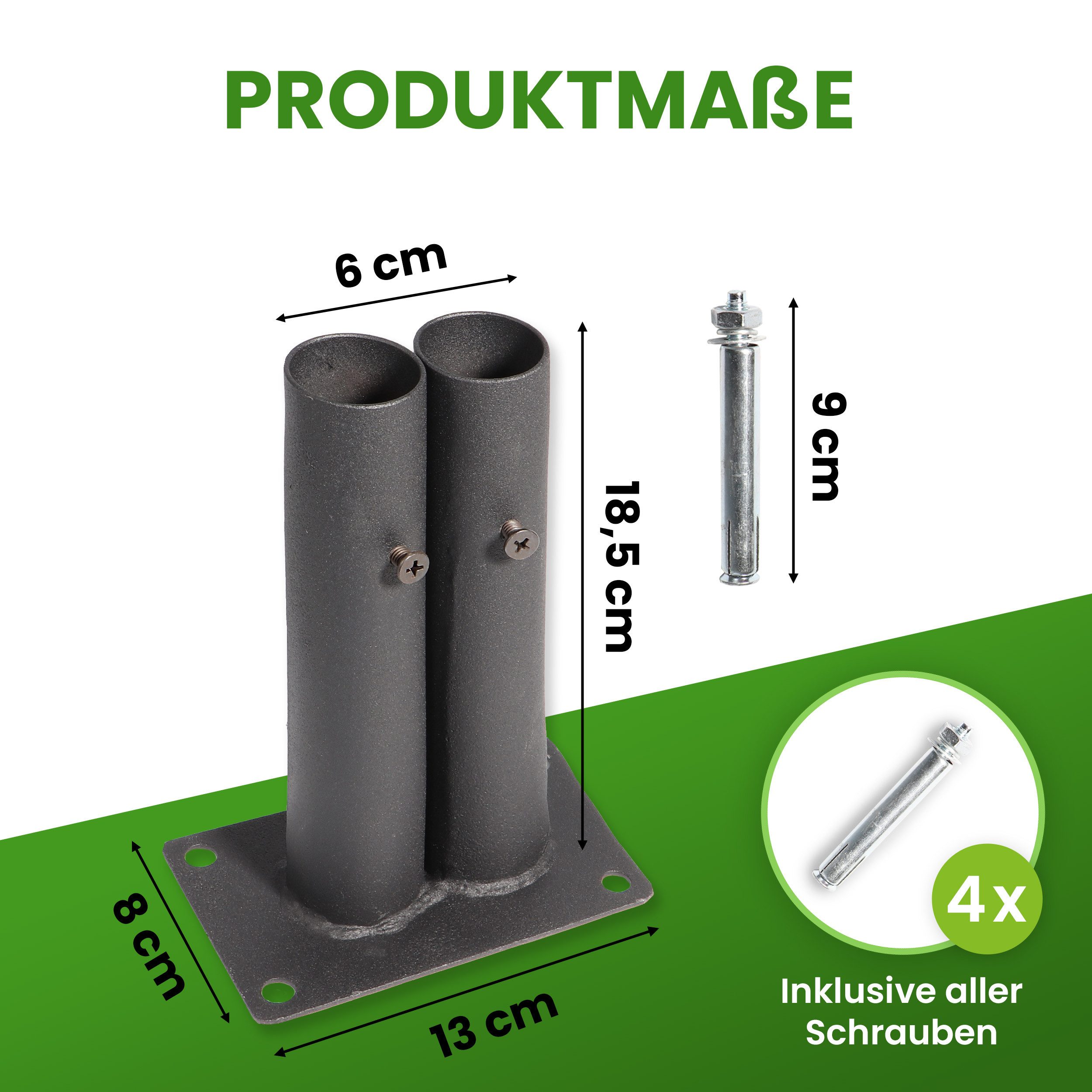 Gartenwelt Riegelsberger Pfostenträger Doppelverbindungshülse für Lamellenzäune Rohrdurchmesser 30 mm